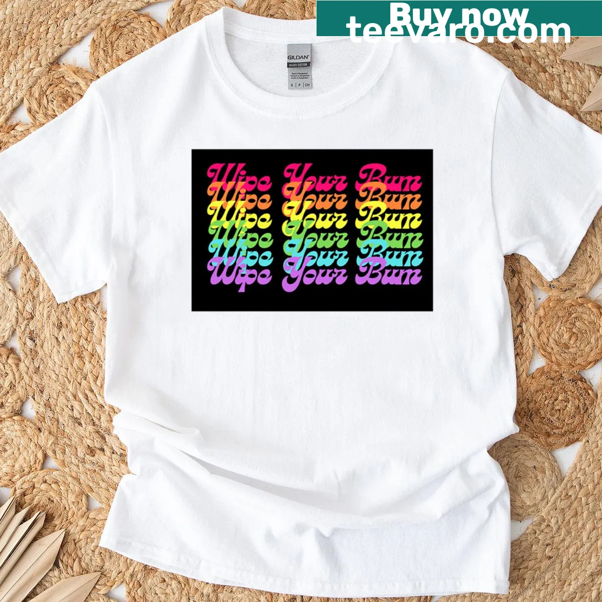 Funny T-shirt with the phrase 'Wipe Your Bum' in a playful design — on a men's t-shirt