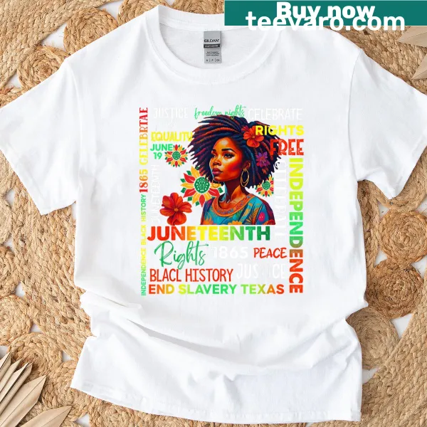 Illustrative T-shirt celebrating Juneteenth and African pride