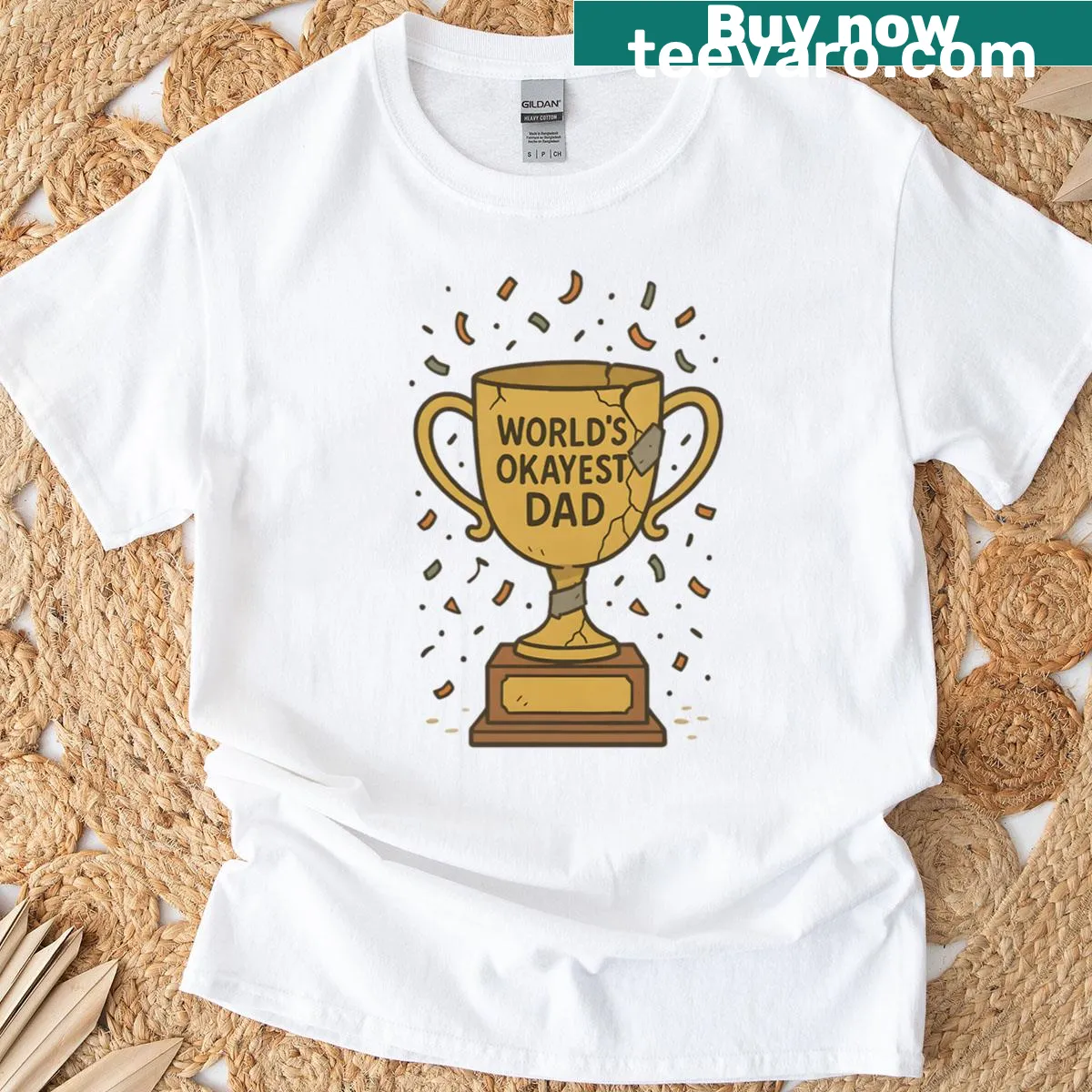 Funny World's Okayest Dad T-shirt with humorous typography — on a men's t-shirt