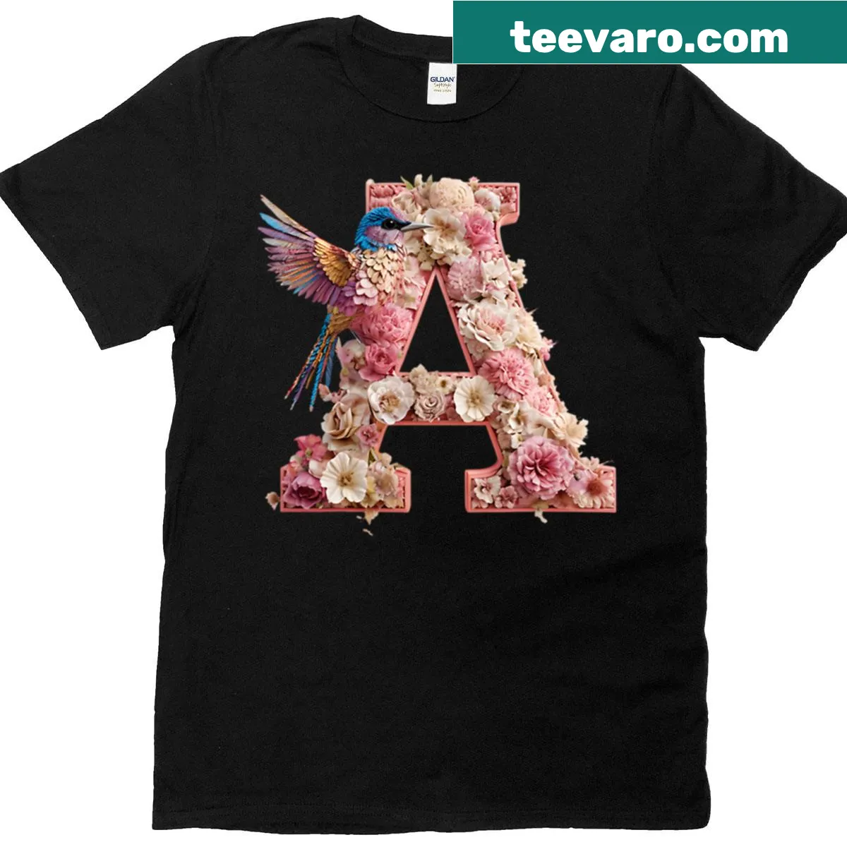 T-shirt featuring an illustration of an A-shaped flower vase — on a men's t-shirt