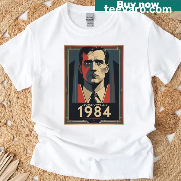 Vintage poster-inspired T-shirt featuring George Orwell's 1984