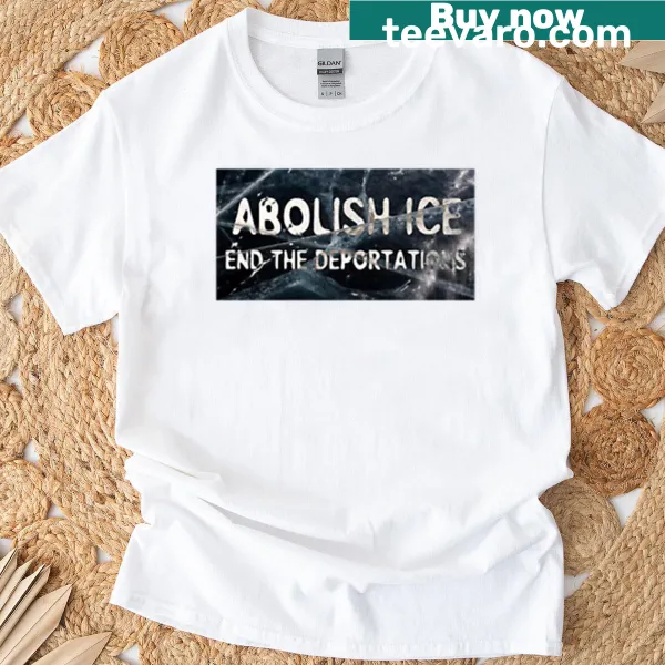 Bold T-shirt featuring 'Abolish ICE' graphic design