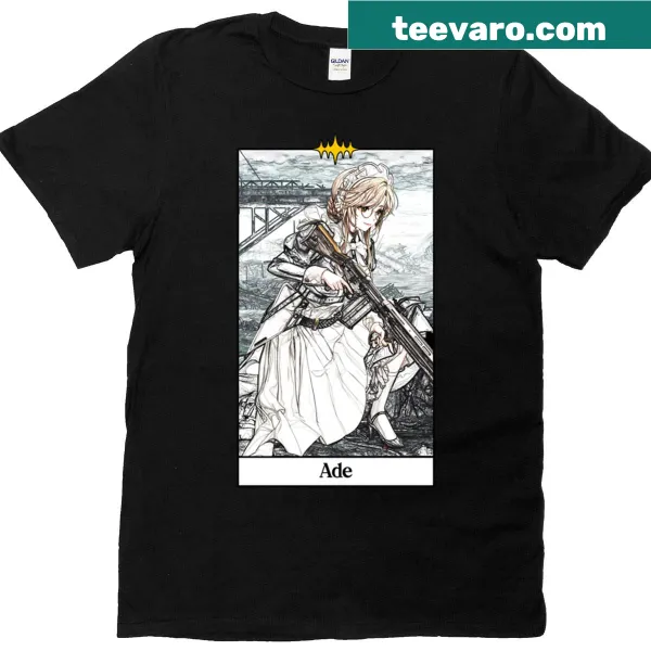 Illustrative Ade tarot card design on a T-shirt
