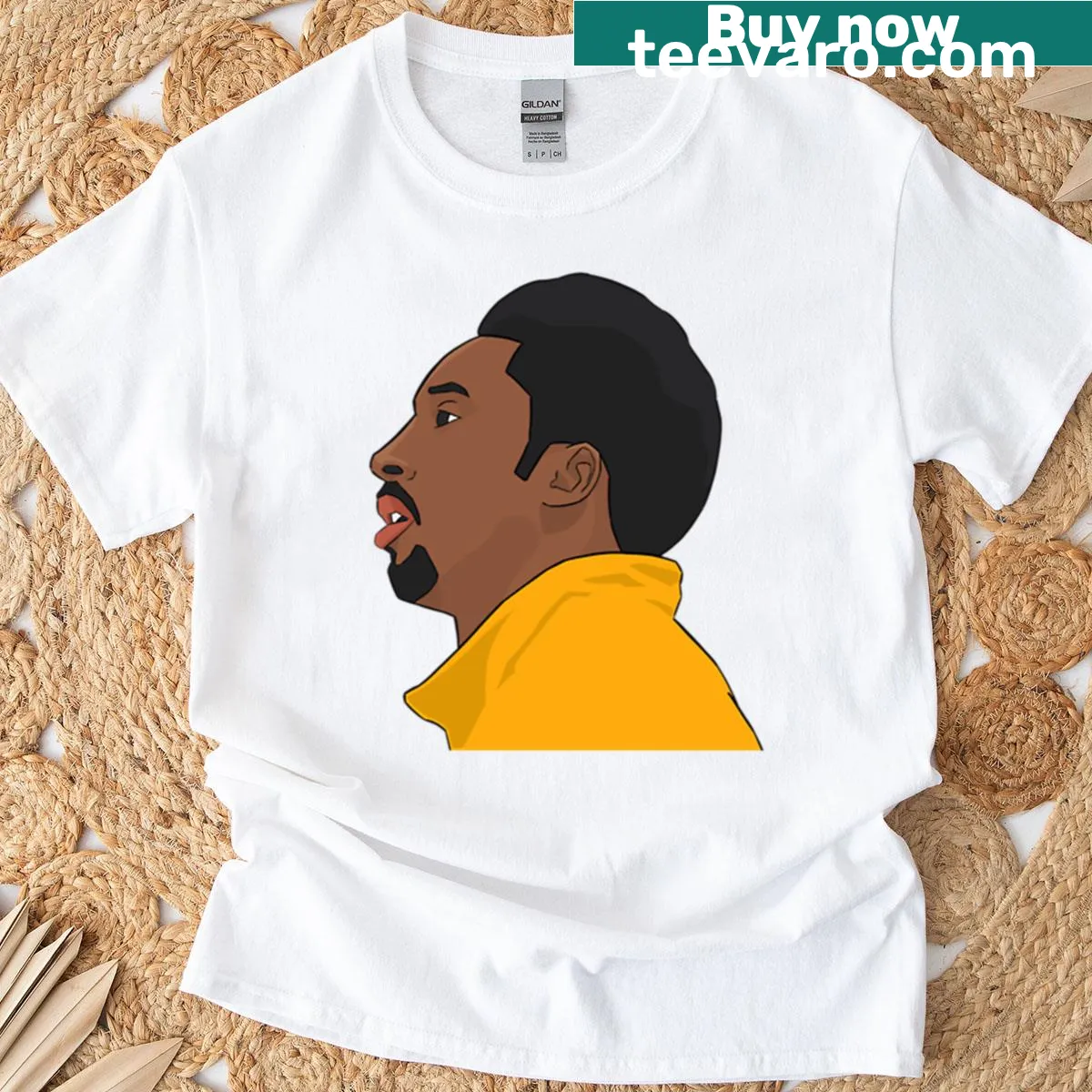Artistic T-shirt honoring Kobe Bryant with Afro design — on a men's t-shirt