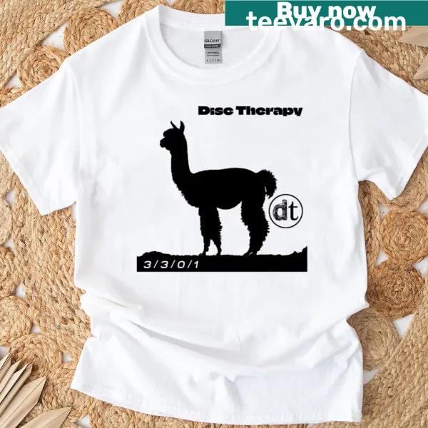 Silhouette of an alpaca printed on a black t-shirt