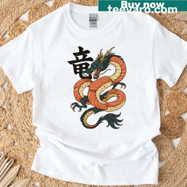 Illustrative T-shirt featuring an electric dragon design