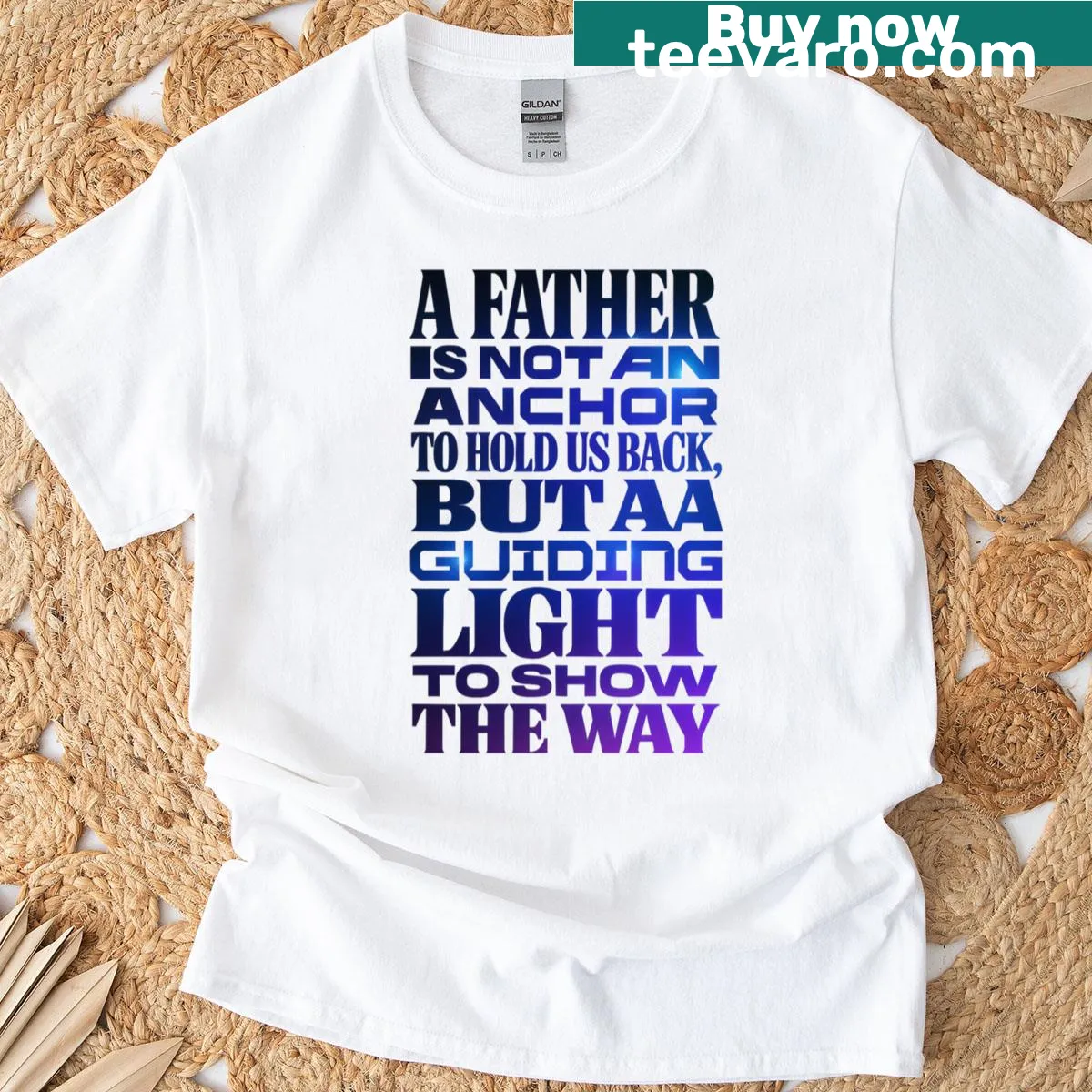 Bold typography saying 'Anchor Light' on a Father's Day tribute t-shirt — on a men's t-shirt