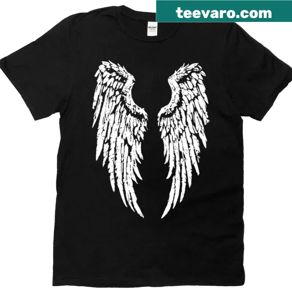 T-shirt featuring a graceful illustration of angel wings