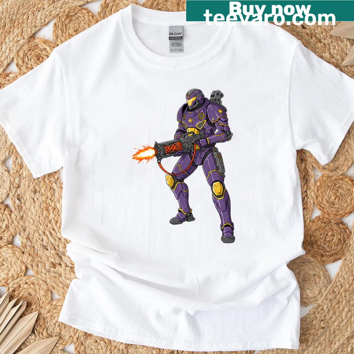 T-shirt featuring an angry warrior illustration with fierce detailing — on a men's t-shirt