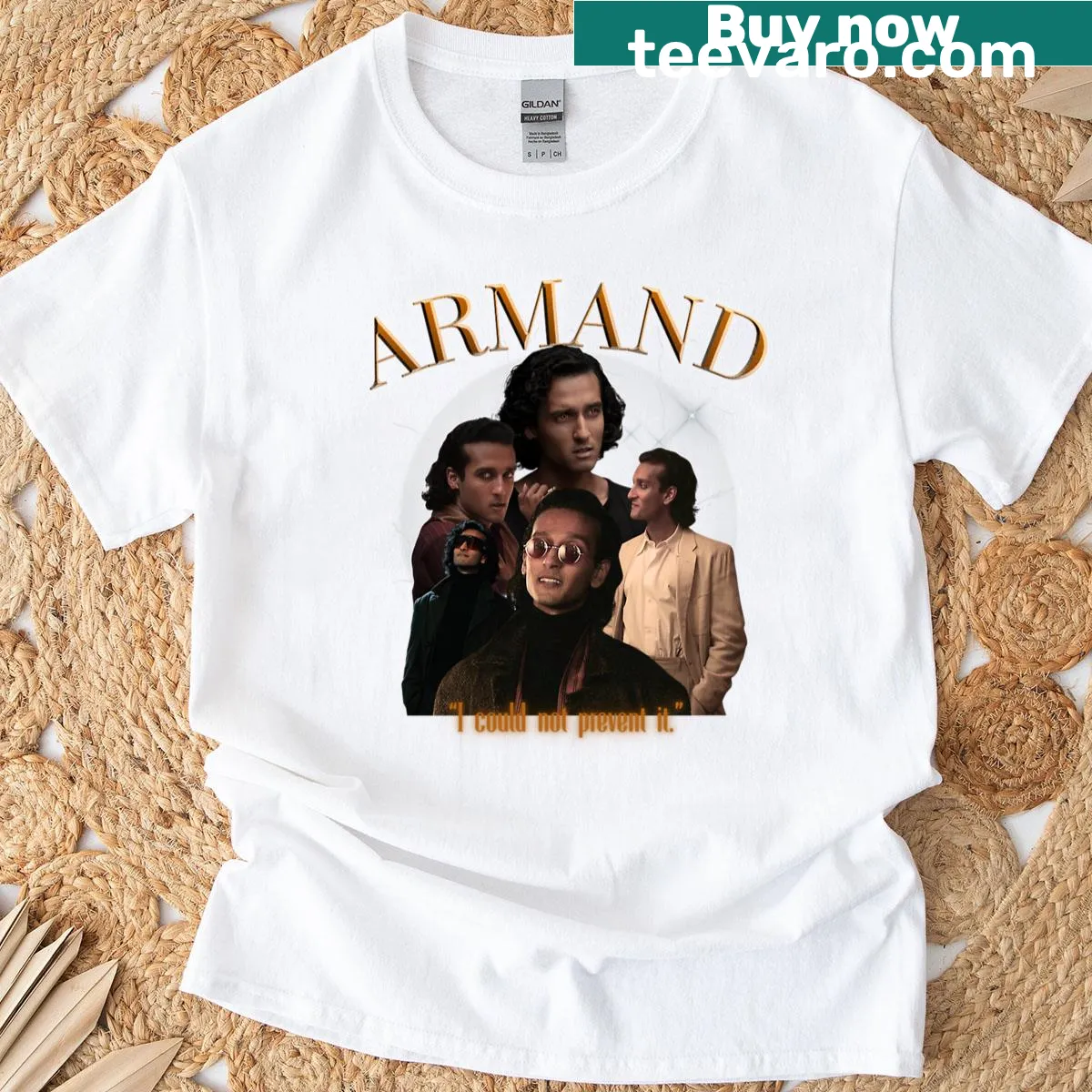 Vintage-style T-shirt featuring a creative art collage — on a men's t-shirt