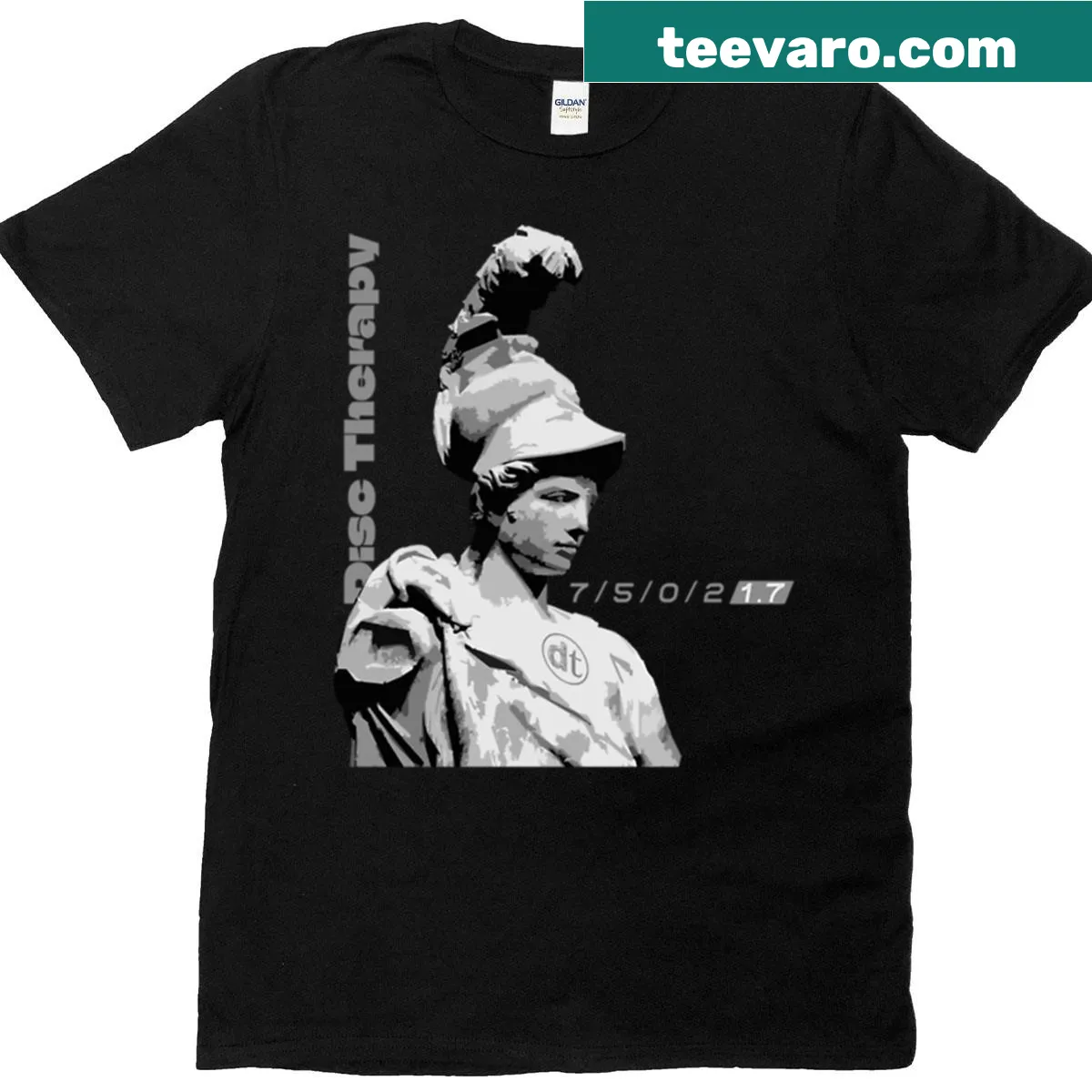 Illustrated t-shirt featuring the goddess Athena with intricate details — on a men's t-shirt