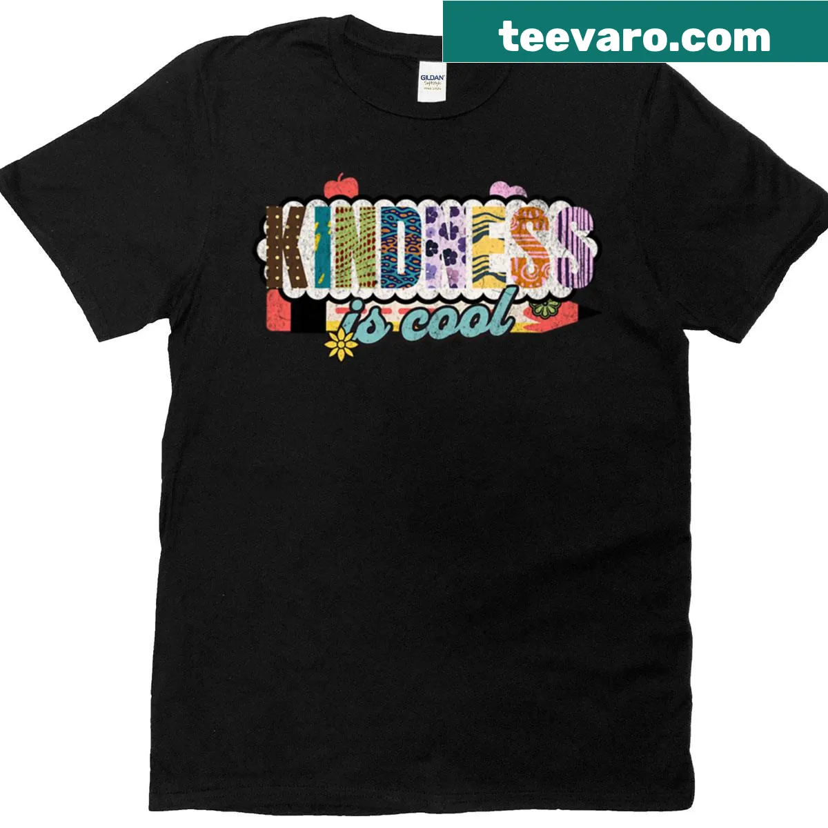 Kindness vibes graphic t-shirt for school girls with inspirational message — on a men's t-shirt