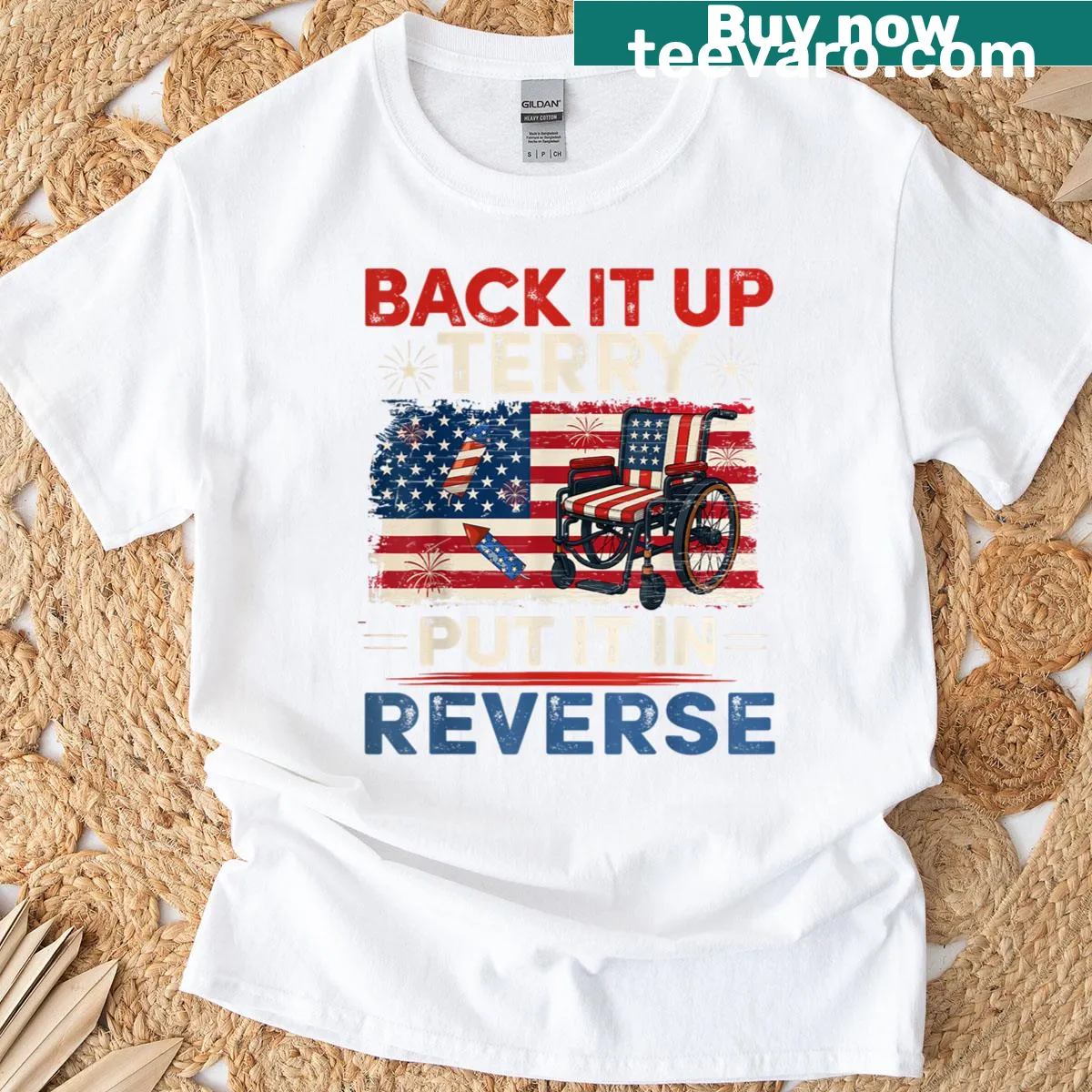Funny Fourth of July T-shirt with humorous text graphic. — on a men's t-shirt