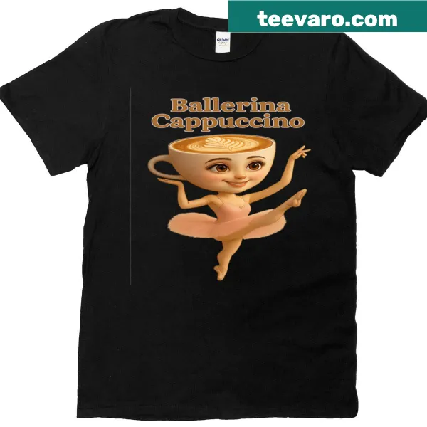 Ballerina and cappuccino graphic on a playful t-shirt