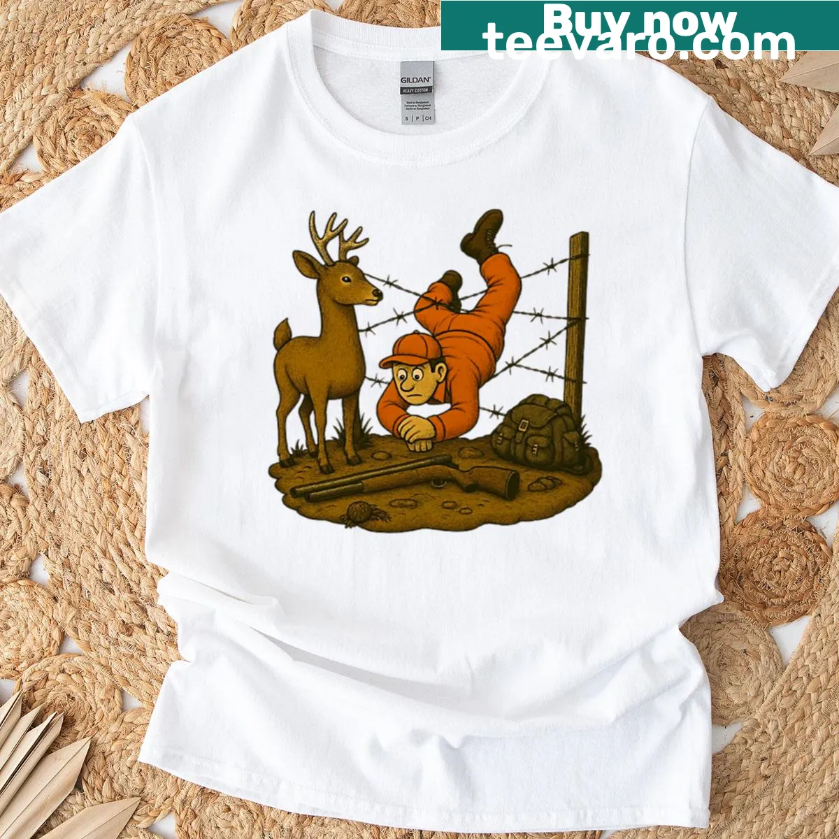 Edgy barbwire typography graphic T-shirt — on a men's t-shirt