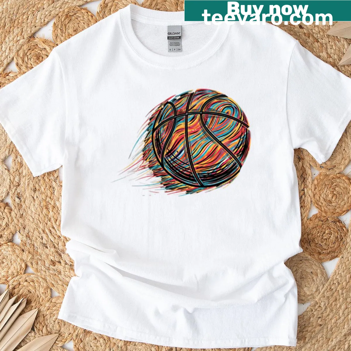 Illustrative Basketball Cool Awesome T-shirt featuring playful graphics — on a men's t-shirt