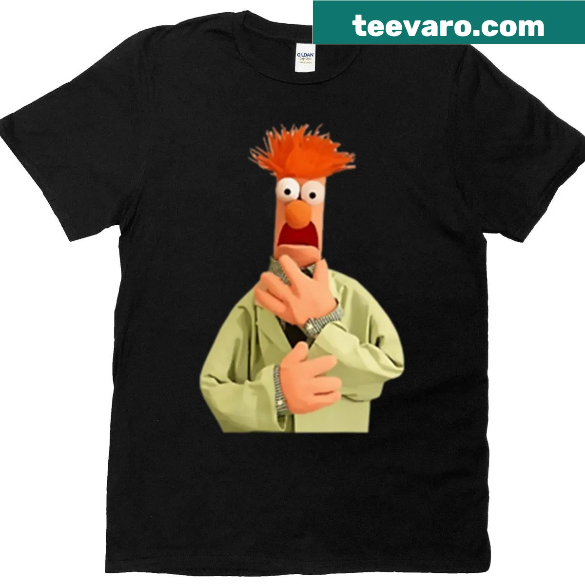 Minimalist beaker graphic t-shirt — on a men's t-shirt