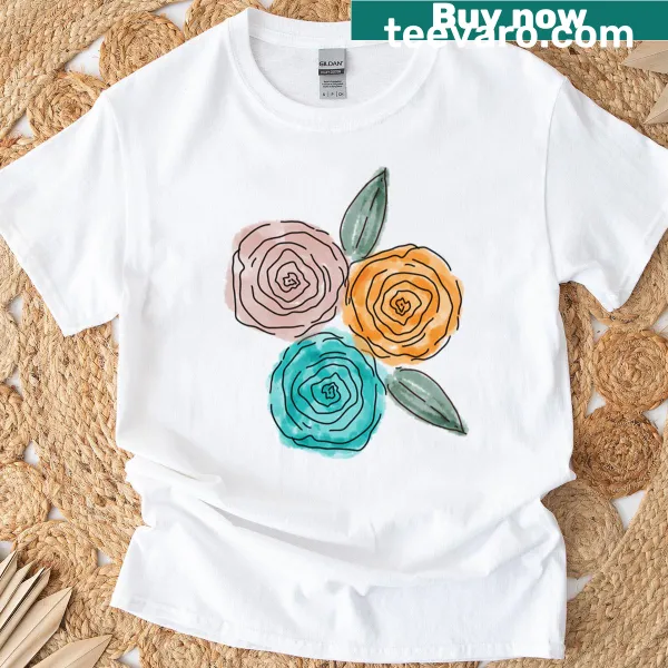 Illustration of beautiful roses on a t-shirt