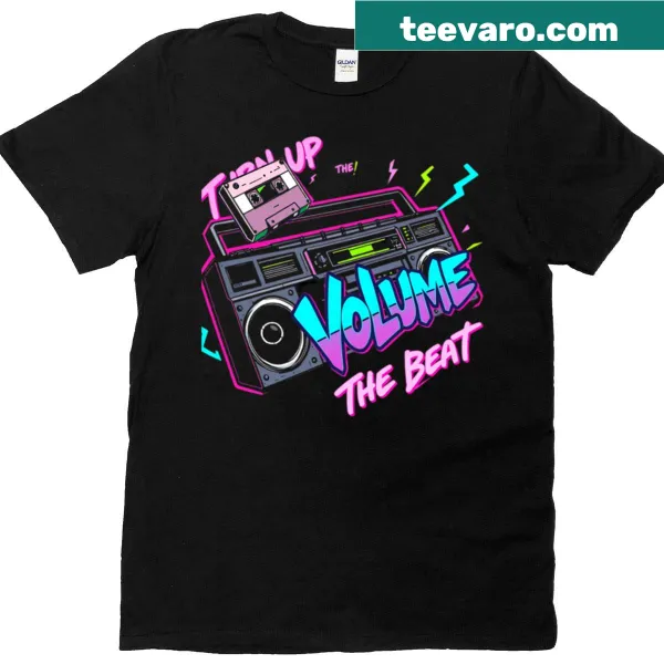 Boom box graphic on a nostalgic t-shirt design