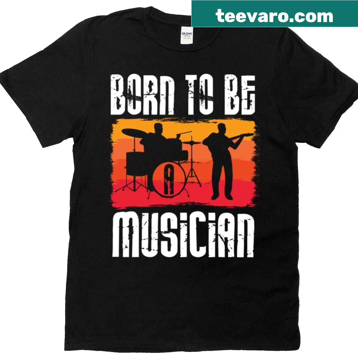Musician-themed t-shirt celebrating the love for music with striking design — on a men's t-shirt