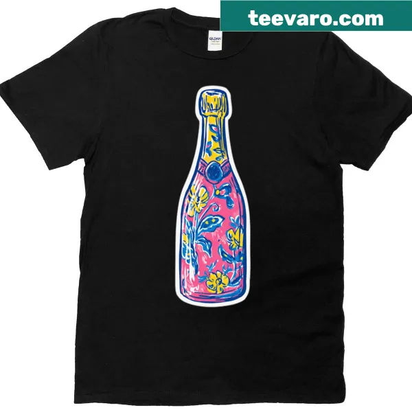 Bright Pink, Blue, and Yellow Bottle T-shirt with cheerful graphic