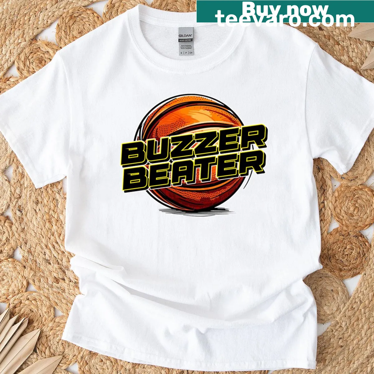 T-shirt featuring the phrase 'Buzzer Beater' in bold typography. — on a men's t-shirt
