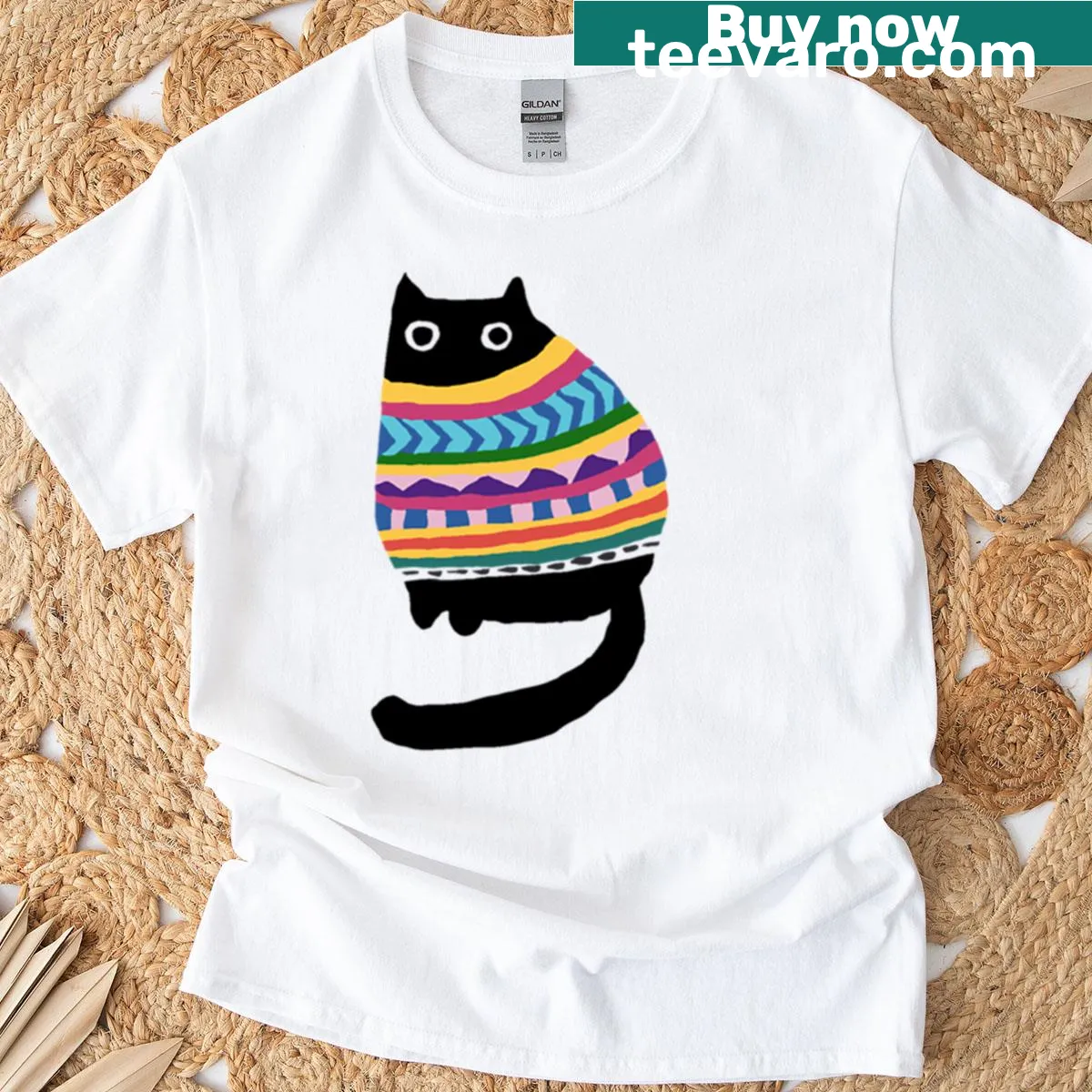 Cute T-shirt featuring a cat in another T-shirt — on a men's t-shirt