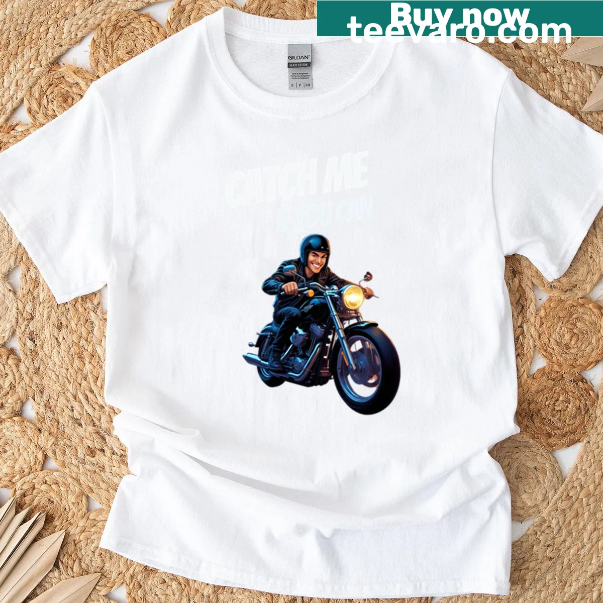 Playful cartoon of a cat on a t-shirt — on a men's t-shirt