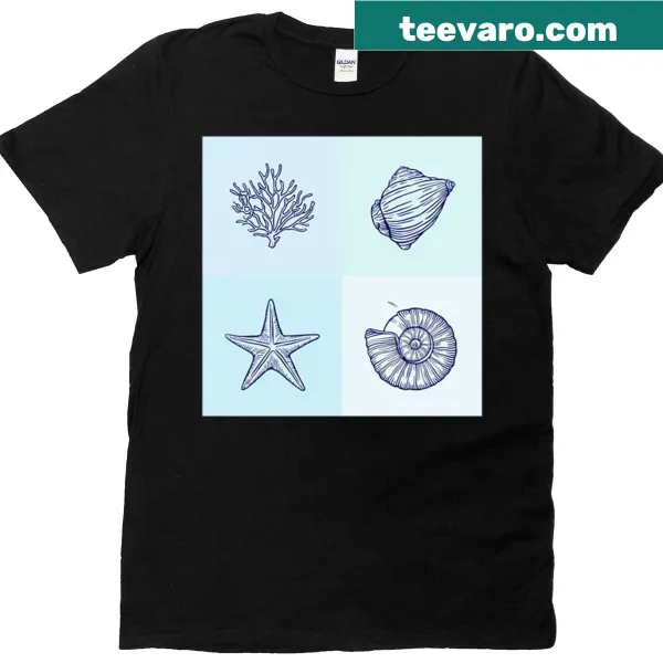 Coastal shell pattern t-shirt featuring a minimalist design