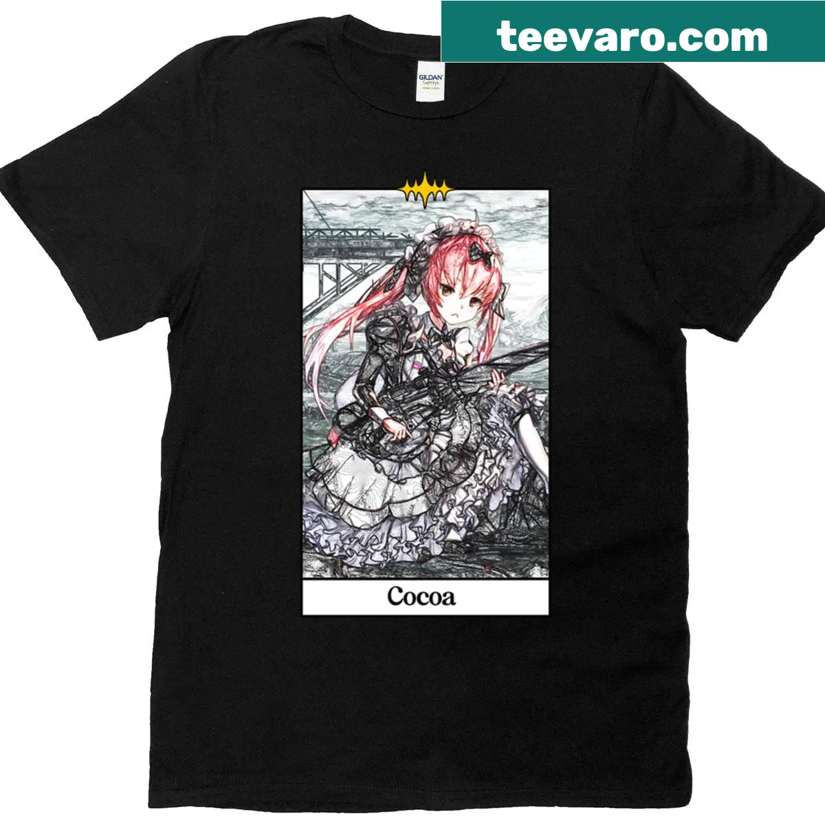 Cocoa illustration in tarot style on a T-shirt — on a men's t-shirt