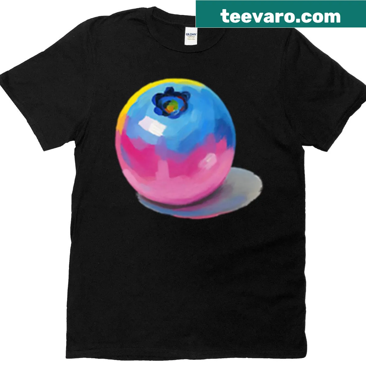 Pop art T-shirt with blueberry illustration for fruit lovers — on a men's t-shirt