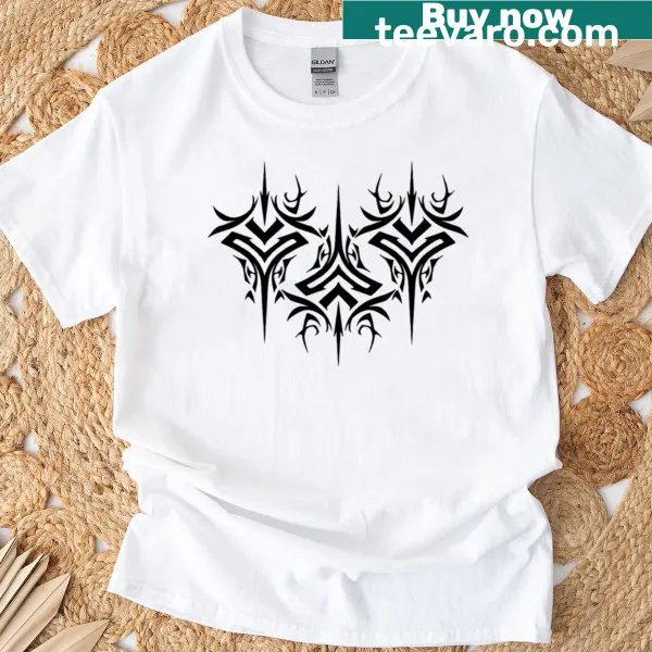 Antique tribal tattoo pattern on t-shirt.