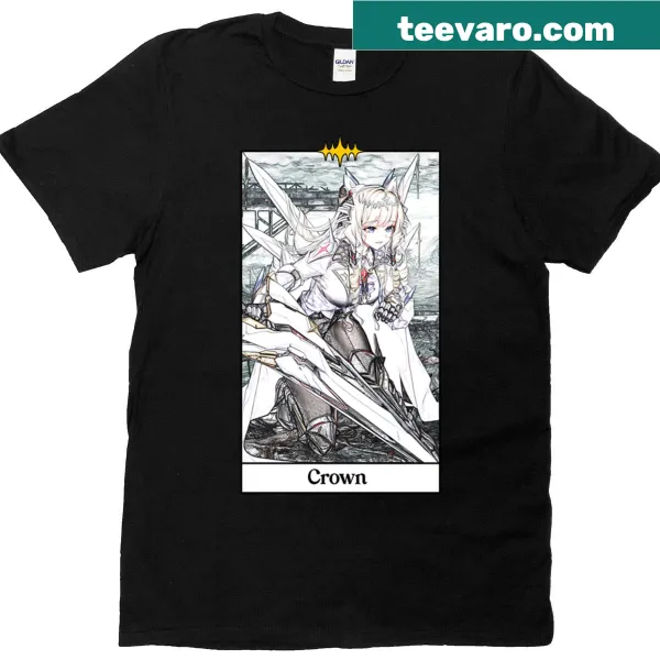Illustrated crown tarot card design on a t-shirt, evoking a mystical theme.