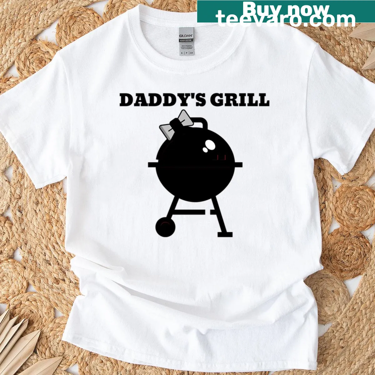 Funny Daddy's Grill T-shirt with playful typography — on a men's t-shirt