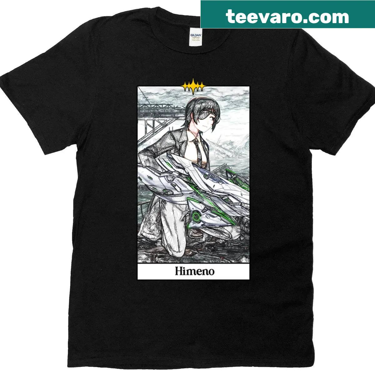 Tarot-style T-shirt featuring a devil hunter illustration — on a men's t-shirt