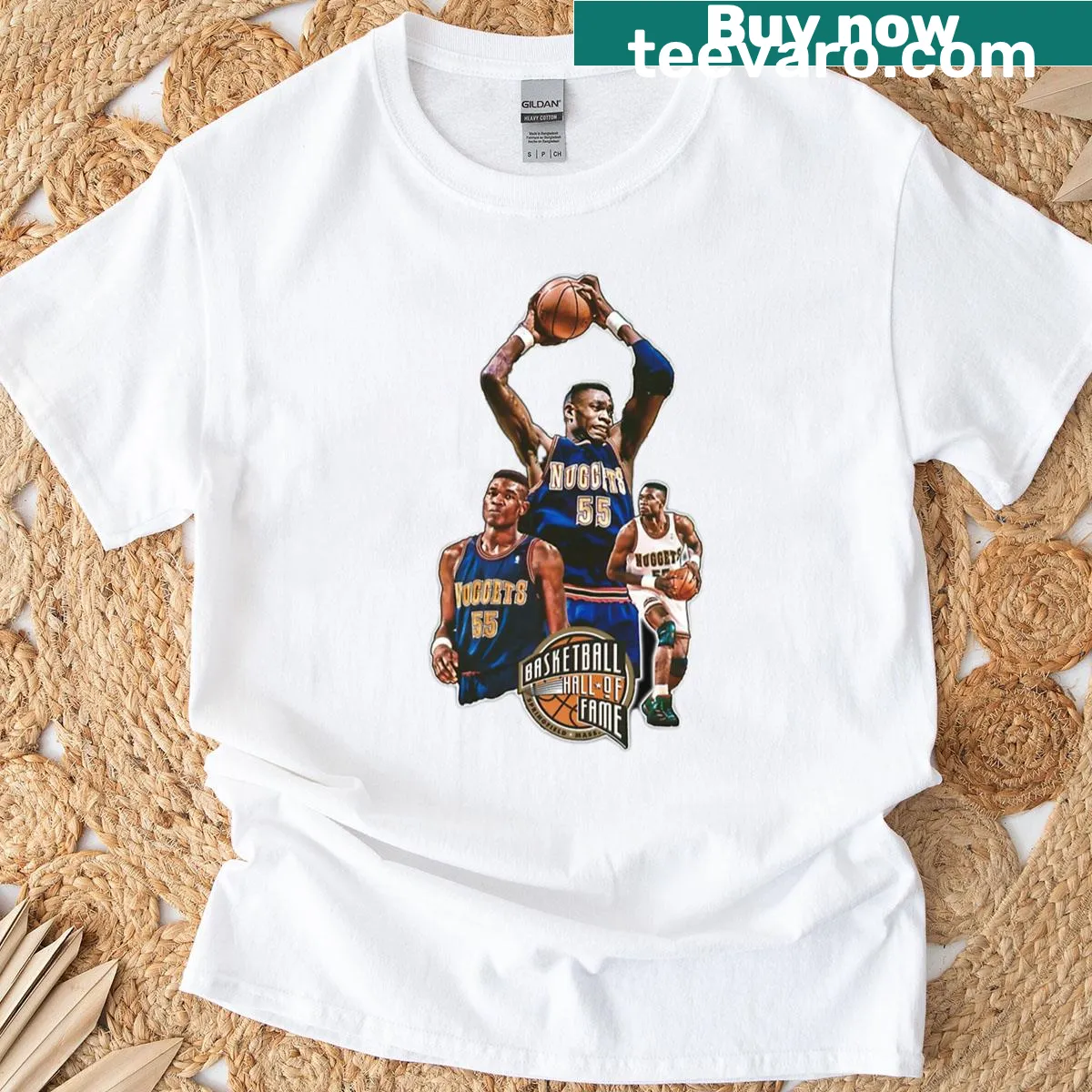 Vintage-style basketball tee honoring Dikembe with distressed graphics — on a men's t-shirt