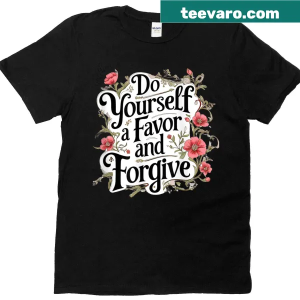T-shirt with Matthew 6:14-15 text about forgiveness in typography