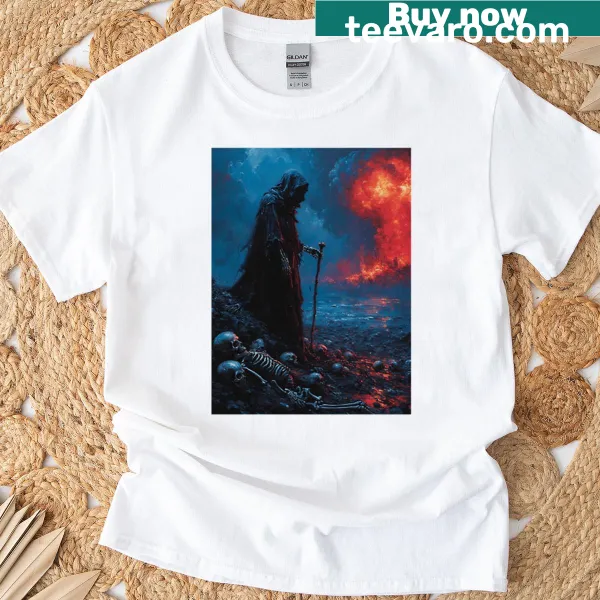 Artistic Doomsday Reaper graphic T-shirt, featuring a detailed reaper illustration.