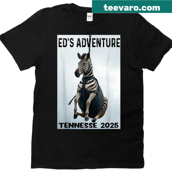 Cartoon design of Ed the Zebra on an adventure in Tennessee