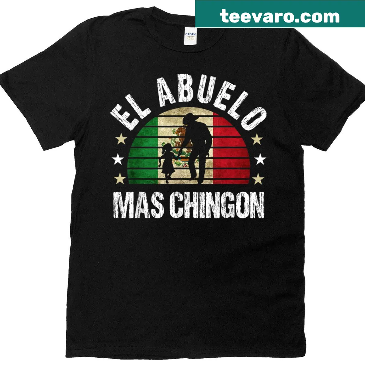 El Abuelo Mas Chingon T-shirt with festive Cinco De Mayo design — on a men's t-shirt