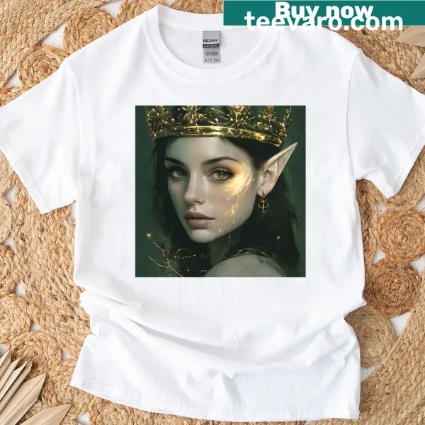 Illustration of an elven crown on a fantasy-themed shirt