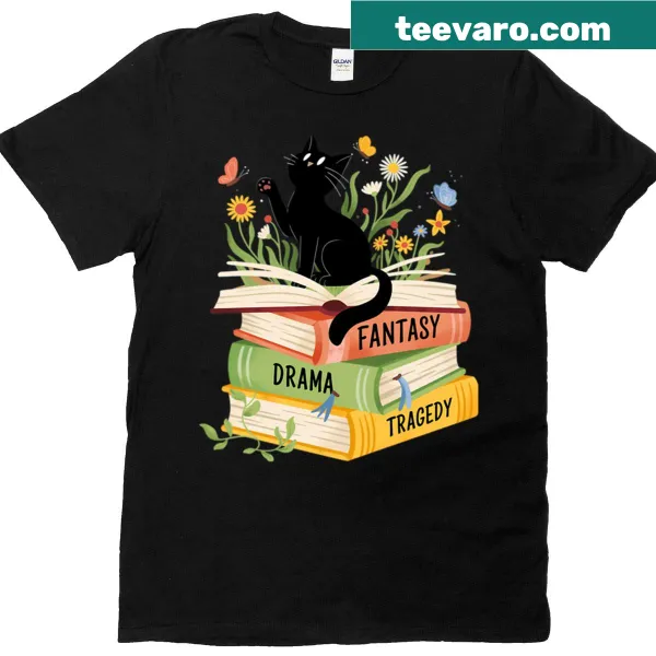 Cat-themed humorous quote for book lovers T-shirt