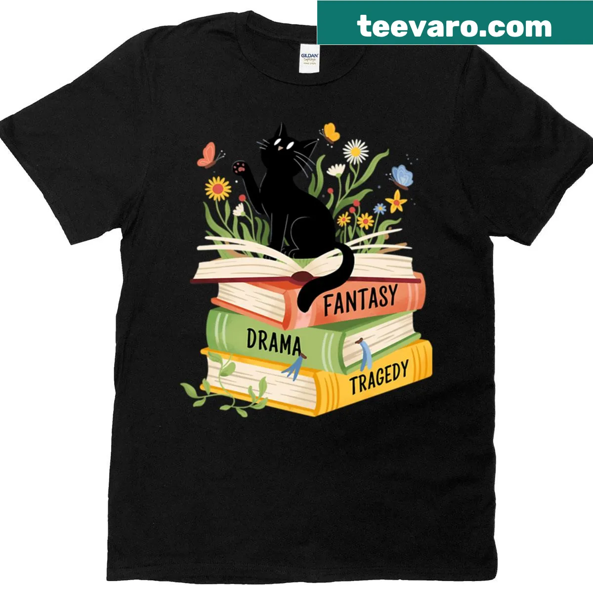 Cat-themed humorous quote for book lovers T-shirt — on a men's t-shirt