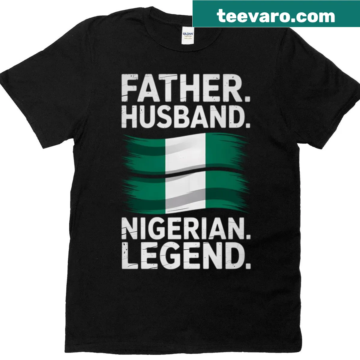 T-shirt with proud text celebrating Nigerian dad and husband — on a men's t-shirt
