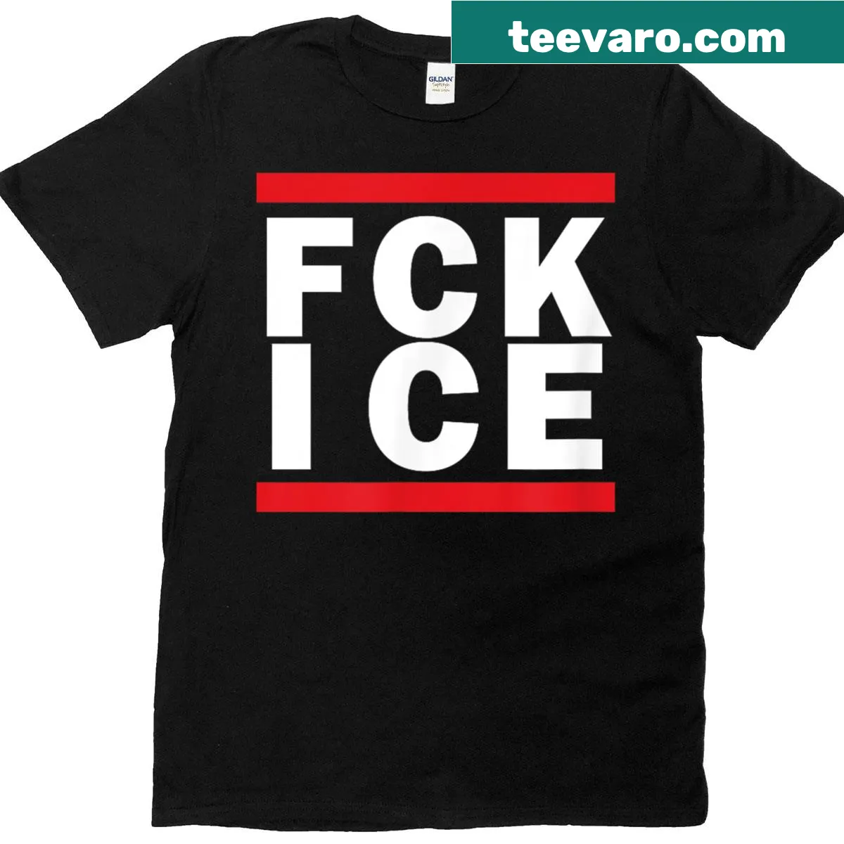 Text graphic reading 'Fck Ice - Abolish Ice' on a T-shirt — on a men's t-shirt