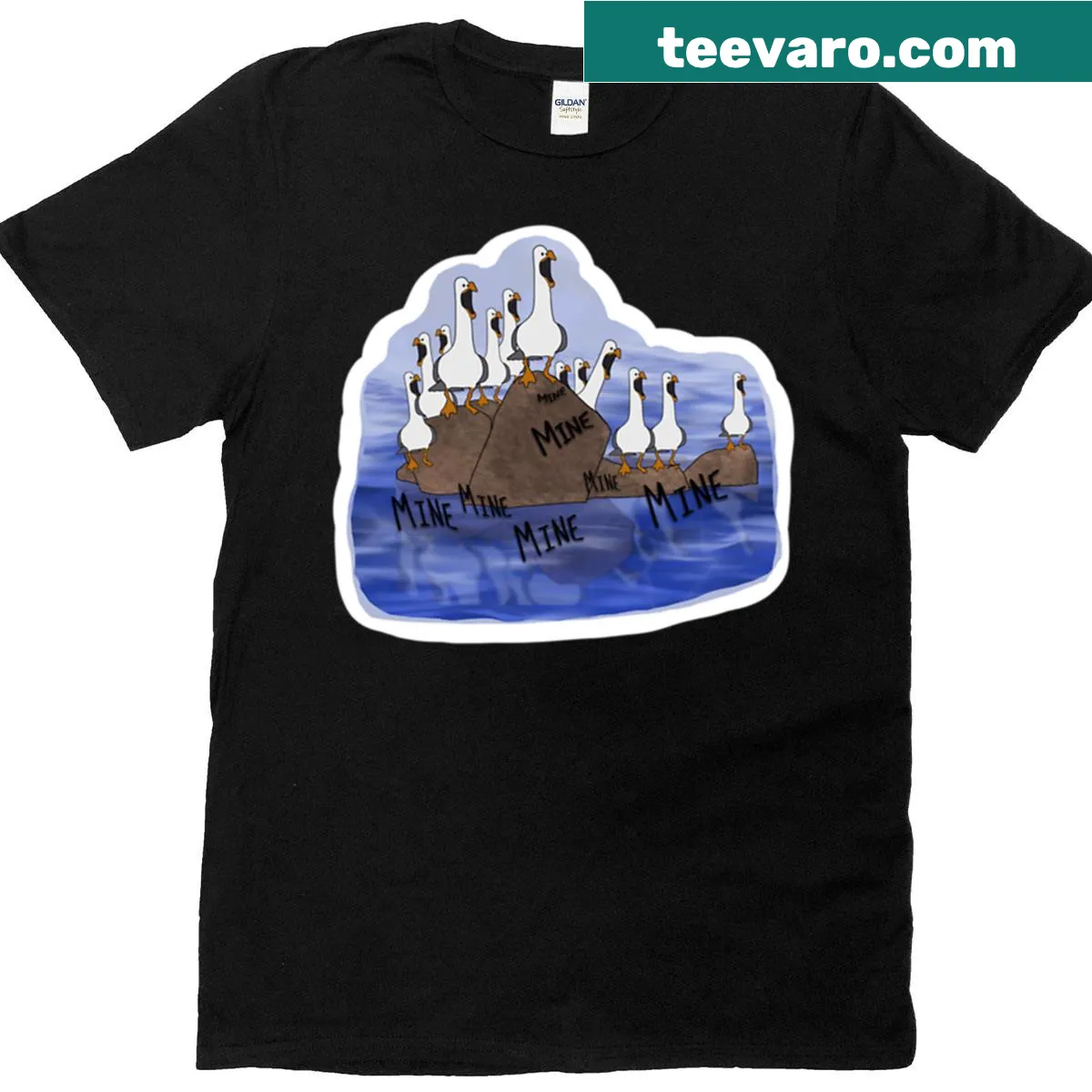 Charming T-shirt featuring whimsical bird illustrations — on a men's t-shirt