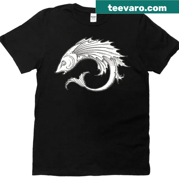 Illustration of a flying fish on a T-shirt