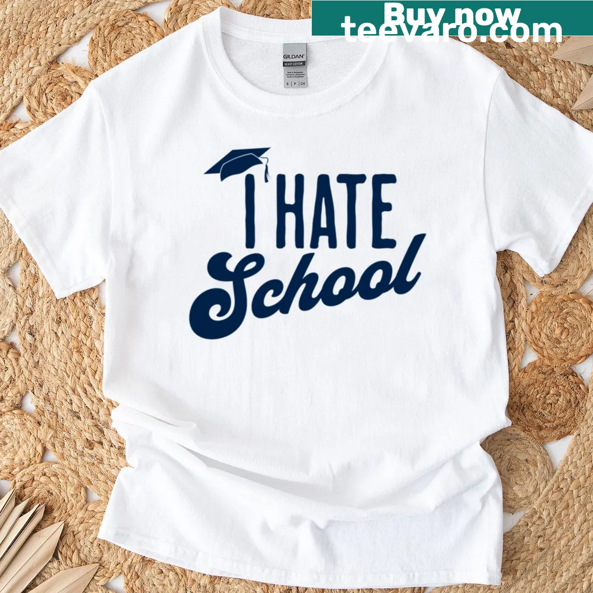 Sarcastic T-shirt for students featuring the quote 'I Hate School'. — on a men's t-shirt
