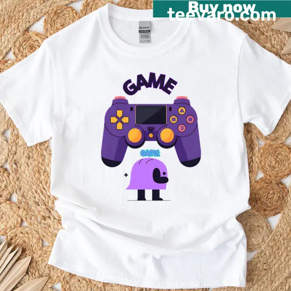 Gaming-themed t-shirt with dynamic graphic and bold lettering