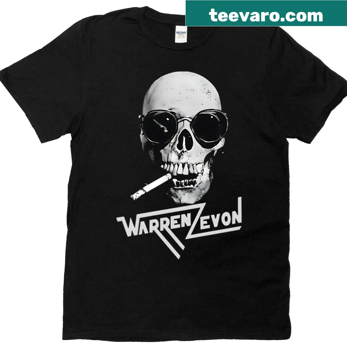 Tribute t-shirt featuring the name of Warren Zevon in artistic typography — on a men's t-shirt